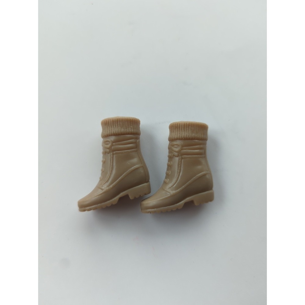 Barbie Doll Accessoriesβ Medium Tan Beige Ankle Boots Cuffs Shoes Vintage 1990's
